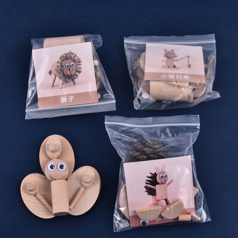 KINDERGARTEN CHILDRENS DIY WORKER WOODEN FANG CARTOON WOOD SMALL ANIMALS DESKTOP HOME ORNAMENTS CREATIVE HANDMADE MATERIAL PACKAGE