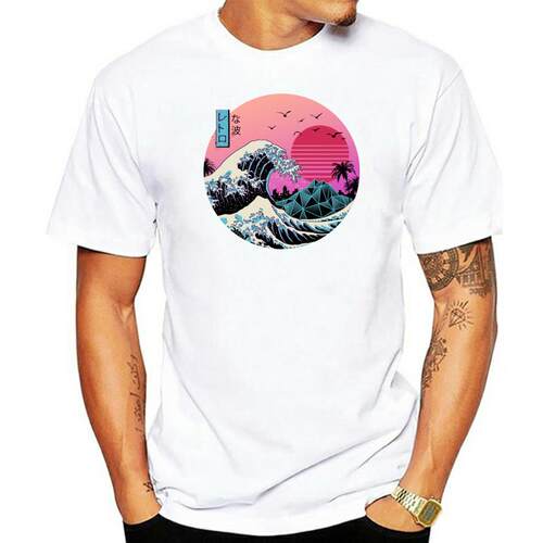 Vintage Aesthetic Synthwave T Shirt Men Cotton The Great Vap
