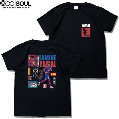 Yamal Men's T-Shirt Barcelona Spain Team Cotton Crew Neck Lo