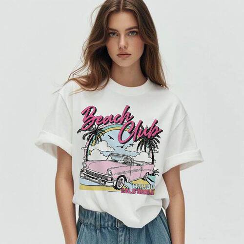 6252-Beach Club Summer Tropical Beach T-Shirt Oversized Vaca