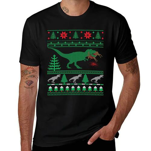 Funny Dinosaur T-Rex Eating Reindeer Tree Rex Ugly Christmas