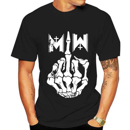 T-Shirt avec doigts de crâne blancs pour hommes