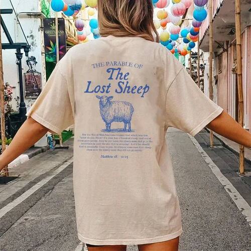 HB008-Sheep Back Print Women T-Shirts Christian Inspirationa