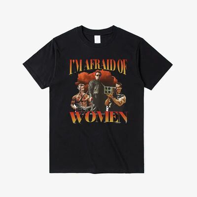 I'm Afraid of Women Gothic Fashion Crew Neck Short Sleeve Fi
