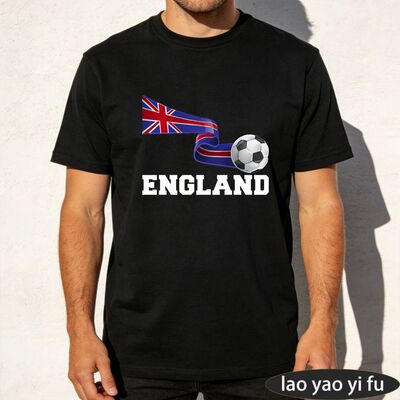 England Flag Soccer Ball Graphic Printed T-Shirt Gift for Fo