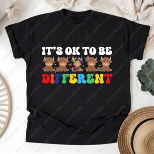 It's Ok To Be Different T-Shirt Autism Awareness Cow Design