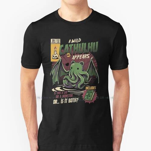 Cathulhu 100% Cotton T Shirt Retro Vintage Trend Fashin Anim