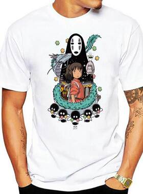 Totoro Spirit away cartoon print t shirt women pink yellow s