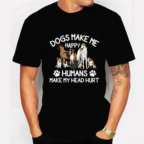 FP Harajuku Men's T-shirt Dogs Make Me Happy Humans My Head