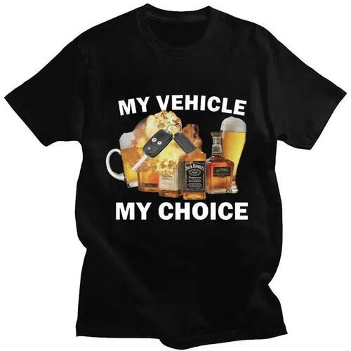 Fashion New Beer Wine Pattern Black Retro Short-sleeved T-sh