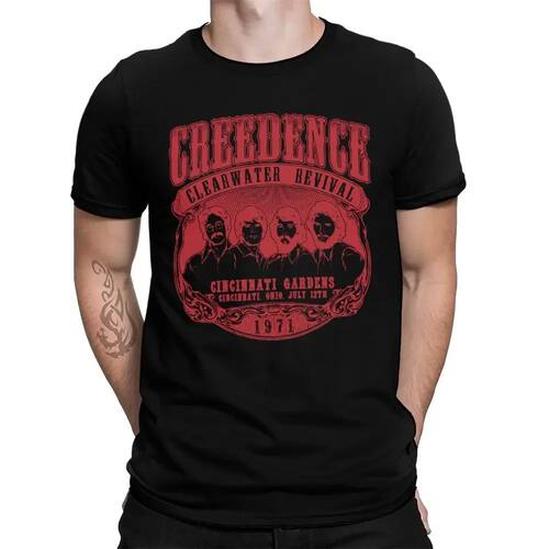 Round Neck Mens Retro Creedence Clearwater Revival Rock Grey
