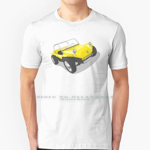 Classic Manx Beach Buggy In Yellow 100% Cotton T Shirt Beach