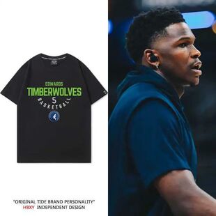 Timberwolves Edwards No. 5 T-shirt Short Sleeve Men's Americ