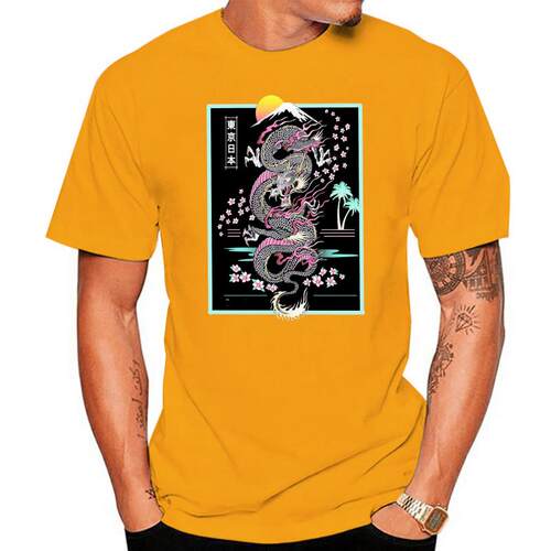 woman tshirts Chinese dragon printing korean Tops aesthetic