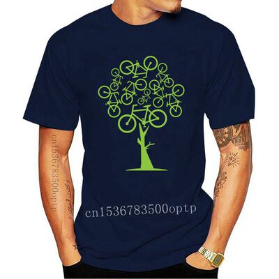 New Creative Picture Green Bicycle Tree T Shirt For Men Soft