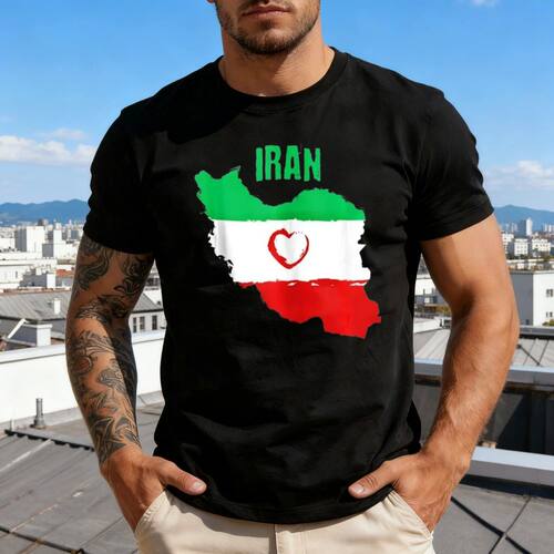 Iran Heart Map Flag Printed Tshirt Iranian Persian T-Shirt P