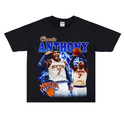 Basketball Print Street Carmelo Anthony T-Shirt Loose Vintag