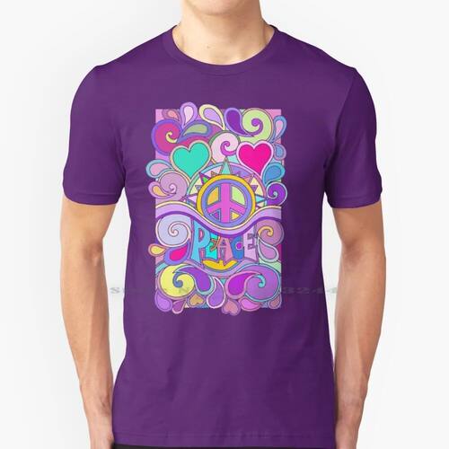 Psychedelic Hippy Retro Peace Art 100% Cotton T Shirt Hippie