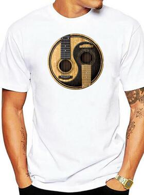 T-shirt manches courtes pour hommes, imprimé en 3D, guitare