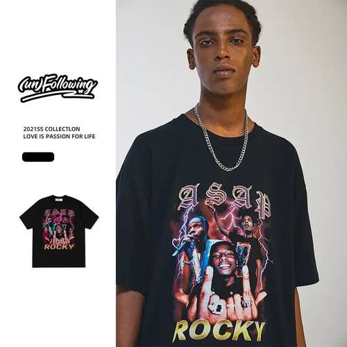 Rock Hip Hop Rap New Vintage Black Plus Size Men's and Women