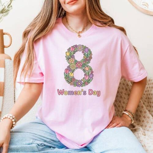 Womens Day T-Shirt March 8 Floral Eight Design Tee Internati