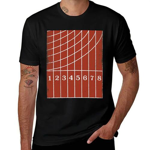 Red Running Track Distressed Style T-Shirt Man t-shirt custo