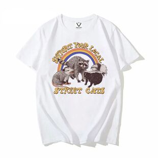 Summer Men's Funny Cat Kitten Shirt Raccoon Shirt Gift For R