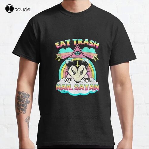 New Eat Trash Hail Satan Raccoon Pentagram Satanic Garbage G