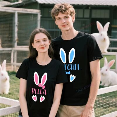 Woman Man Kawaii Rabbit Graphic T Shirts Vintage Thanksgivin