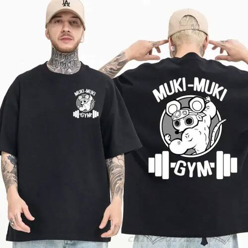 Men's T-Shirt Mice Gym Printed T-shirt Cotton Sports Leisure