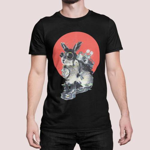 Steampunk Bunny Art T-Shirt Time Traveler Animal Graphic Tee