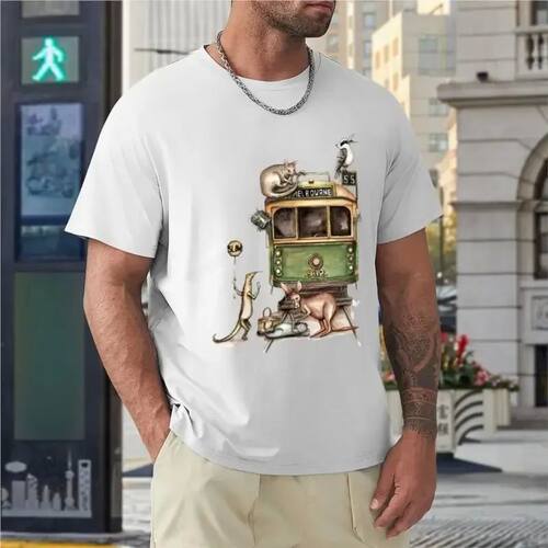 men cotton tshirt Melbourne tram T-Shirt new edition t shirt