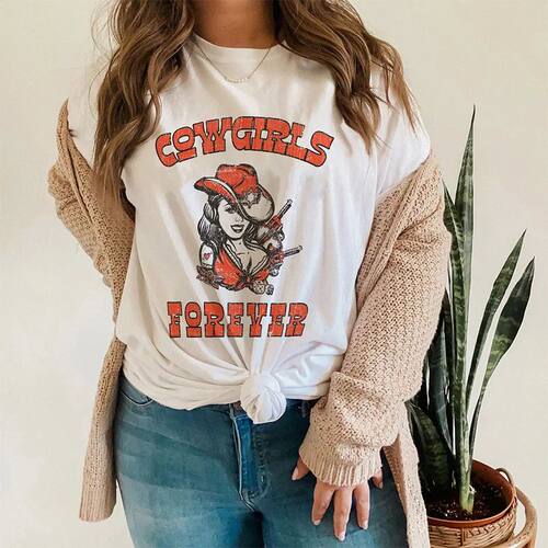 1pcs CowGirl Forever T-shirts girl high quality soft cotton