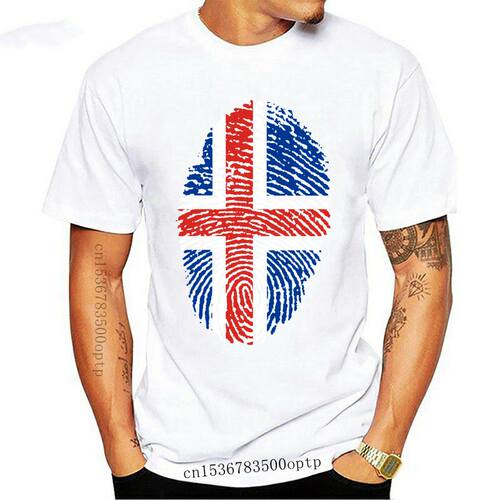 New Striped Iceland Flag Fingerprint T Shirts For Men Summer