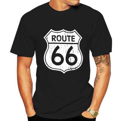 T-shirt de motard avec image de conducteur Route 66 pour hom