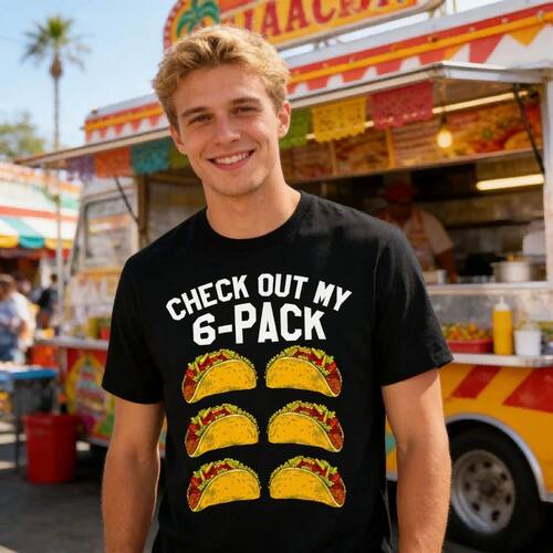 6 Pack Fitness Taco Funny Mexican Gym Tops Humorous Taco Lov