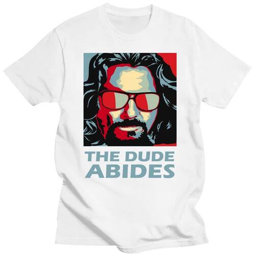 The Dude Abides Man Big Lebowski T-Shirt Short Sleeve O Neck
