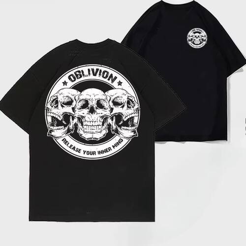 Motorcycle T-Shirt American Retro Heavy Metal Rock Skull Cot