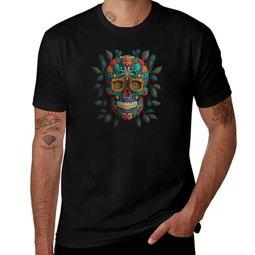 Deluxe design made of embroidery skull textile Day of the De