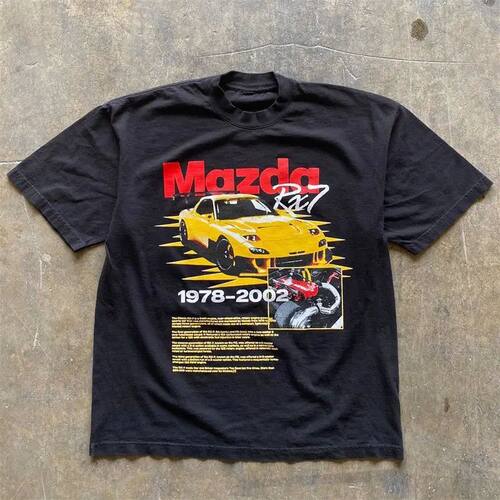 New Racing Summer Short Sleeve T-Shirt Loose Retro Large Siz