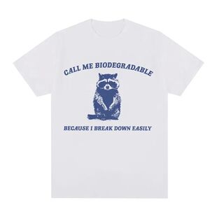 2020Call Easily Raccoon Meme Print T Shirt Men's Retro Fashi