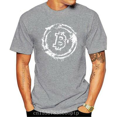 Bitcoin Cryptocurrency Splashing Ink T Shirt for Men 100% Co