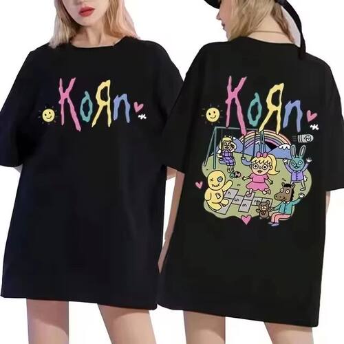High Quality Cotton Korn T Shirt Cartoon Rock Band Music Alb
