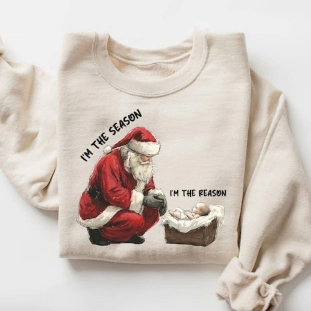 Jesus Is The Reason for The Season Sweatshirt Jesus Lady Chr - 实物图
