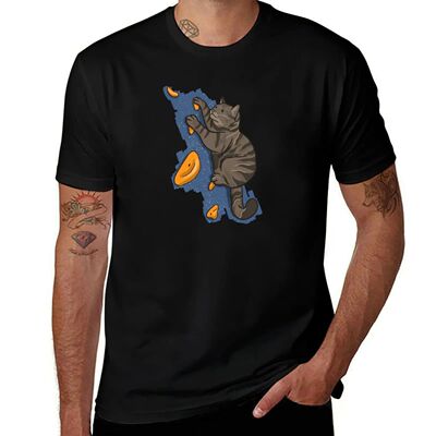Bouldering cat on wall T-Shirt valentines clothes anime t sh