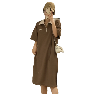 中长款polo翻领t恤短袖连衣裙女