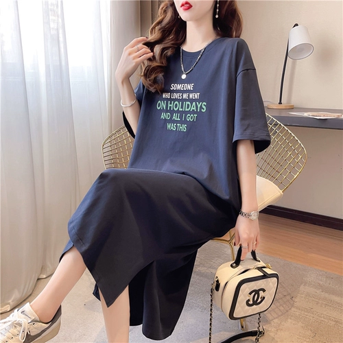 Хлопковое летнее длинное платье-футболка, юбка, брендовое платье, 2024 года, оверсайз, длина миди