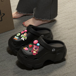 女款 夏季 2026新款 拖鞋 外穿 沙滩松糕婚纱防臭增高跟凉鞋 厚底洞洞鞋