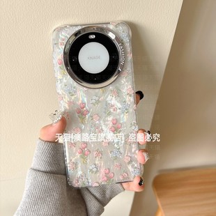 适用华为mate60pro手机壳mete50por彩绘meta40电镀meite硅胶epro硬壳m40不包镜头m60防摔mt女款 mat花朵p十