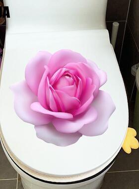 马桶卫生间YOJA粉色贴画防水马桶盖贴纸创意浴室厕所装饰墙贴